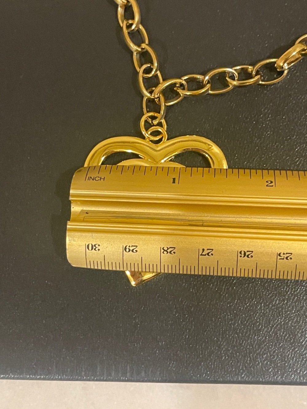 Chanel Gold Heart Logo Pendant And Chain Necklace - Picture 9 of 14